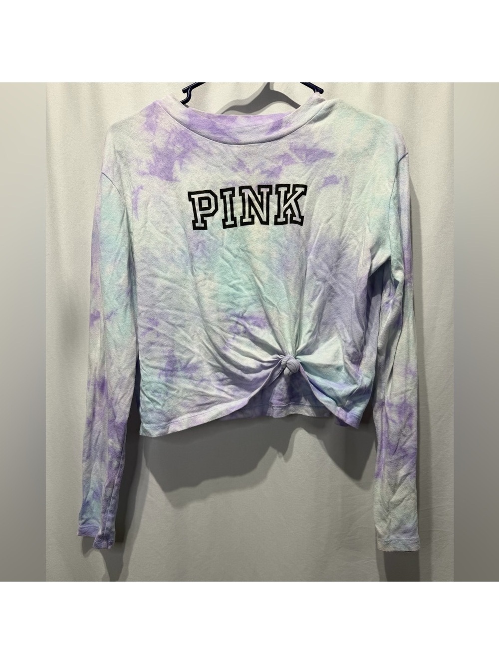Tie-Dye Long Sleeve Top with PINK Logo